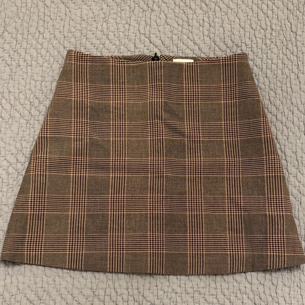 Aritzia Wilfred - Checkered Brown Mini Skirt - size 4